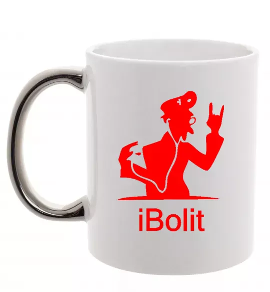 Чашка с цветной ручкой iBOLIT Серебро фото