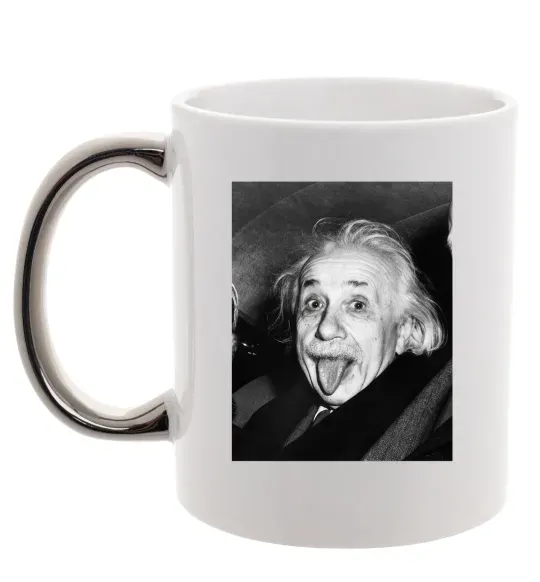 Чашка с цветной ручкой Ейнштейн Серебро фото