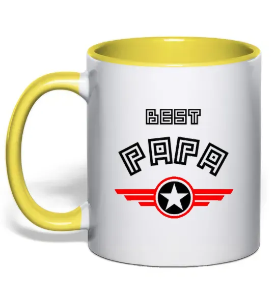 Чашка з кольоровою ручкою BEST PAPA Сонячно жовтий фото
