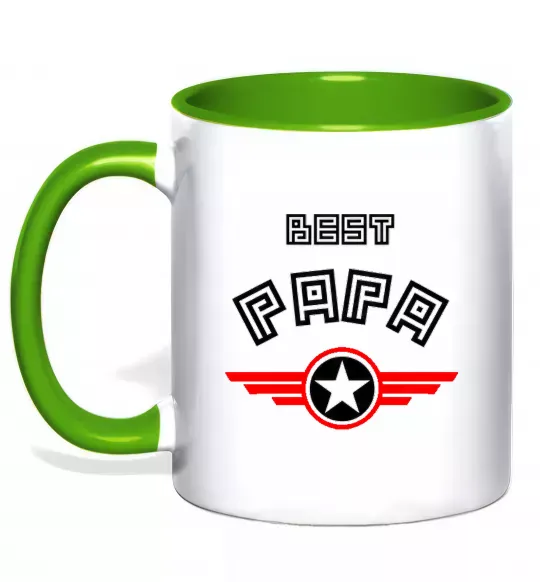 Чашка з кольоровою ручкою BEST PAPA Зелений фото