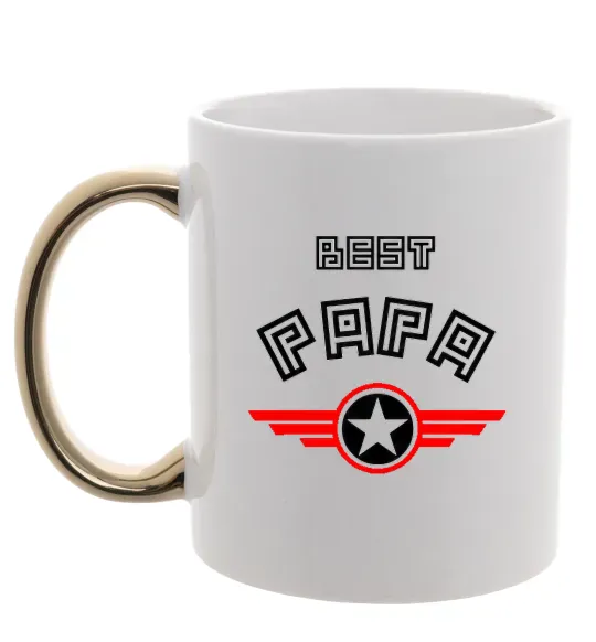 Чашка з кольоровою ручкою BEST PAPA Золото фото