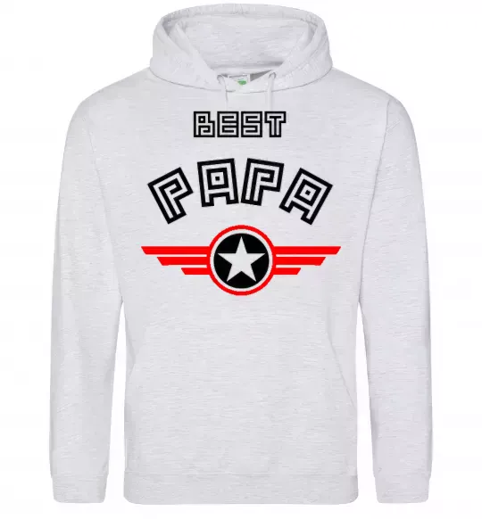 Мужская толстовка (худи) BEST PAPA Серый меланж фото