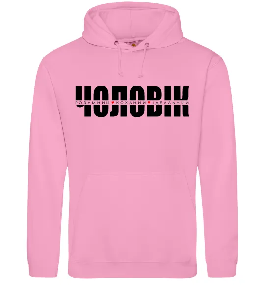 Чоловіча толстовка (худі) ІДЕАЛЬНИЙ ЧОЛОВІК лого Рожевий фото