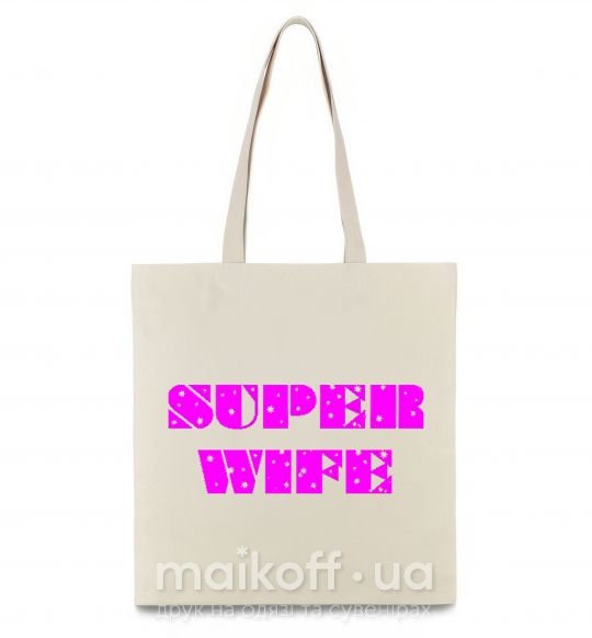Еко-сумка SUPER WIFE Бежевий фото
