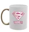 Чашка з кольоровою ручкою Super wife Золото фото