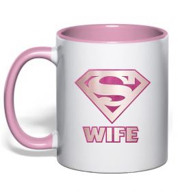 Чашка з кольоровою ручкою Super wife