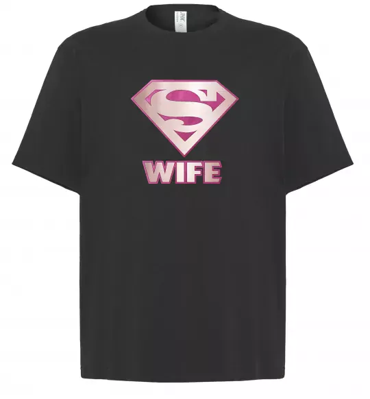 Футболка Оверсайз Super wife Черный фото