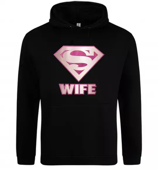 Женская толстовка (худи) Super wife Черный фото