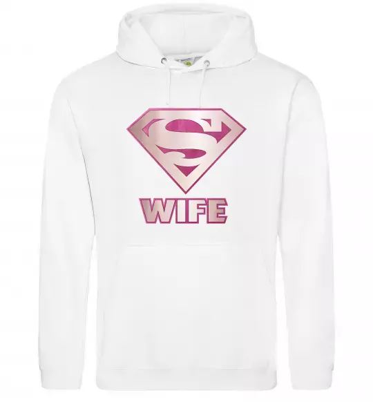 Женская толстовка (худи) Super wife Белый фото