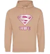 Женская толстовка (худи) Super wife Песочный фото