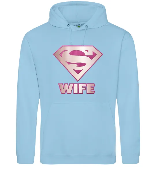 Жіноча толстовка (худі) Super wife Блакитний фото