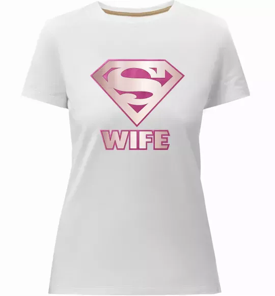 Женская премиум футболка Super wife Белый фото