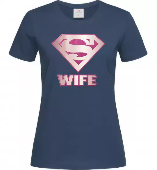 Жіноча футболка Super wife Темно-синій фото