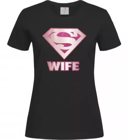 Жіноча футболка Super wife Чорний фото