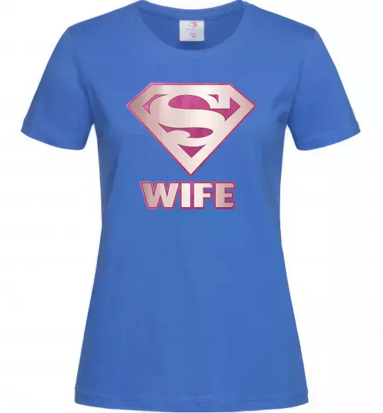 Жіноча футболка Super wife Яскраво-синій фото