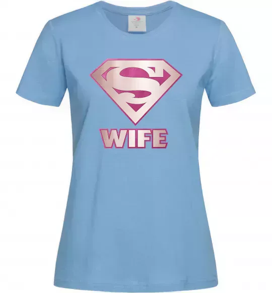 Жіноча футболка Super wife Блакитний фото