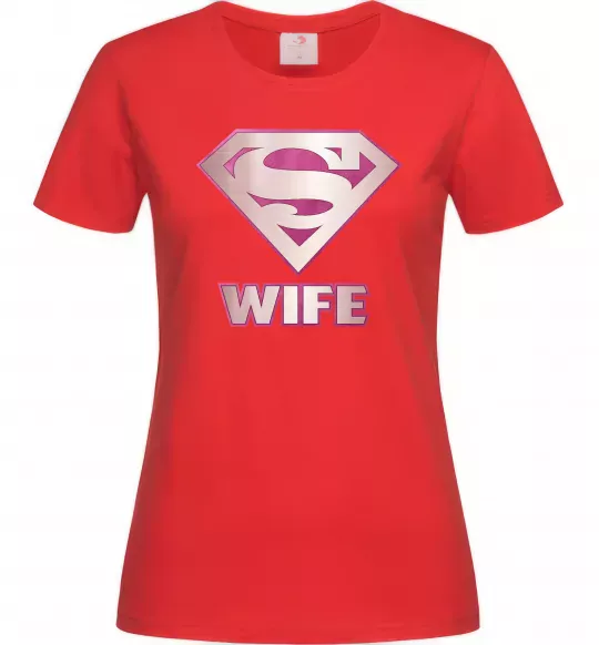 Жіноча футболка Super wife Червоний фото