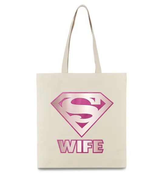 Эко-сумка Super wife Бежевый фото