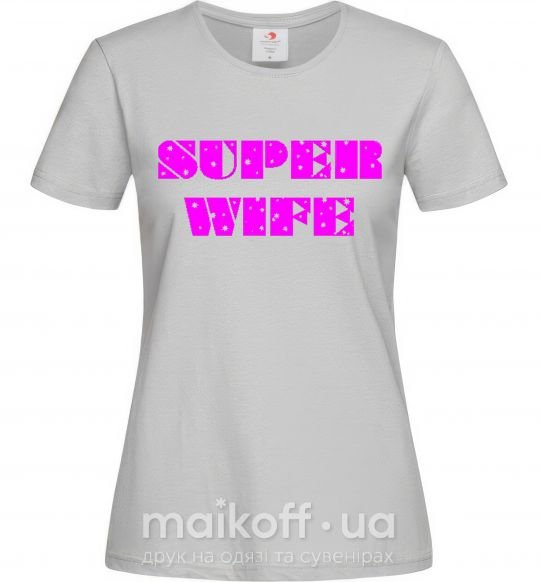 Женская футболка SUPER WIFE Серый фото