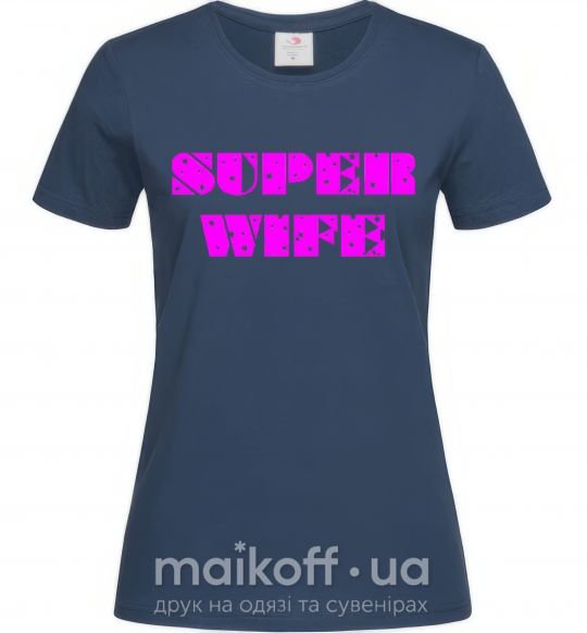 Жіноча футболка SUPER WIFE Темно-синій фото