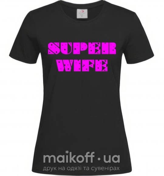 Жіноча футболка SUPER WIFE Чорний фото
