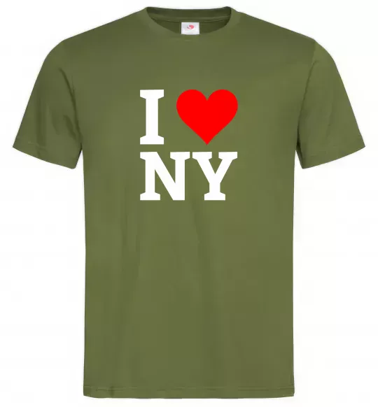Чоловіча футболка I LOVE NY Оливковий фото