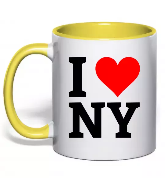 Чашка з кольоровою ручкою I LOVE NY Сонячно жовтий фото