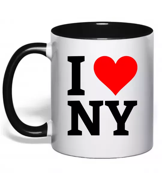 Чашка з кольоровою ручкою I LOVE NY Чорний фото