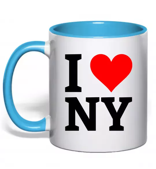 Чашка з кольоровою ручкою I LOVE NY Блакитний фото