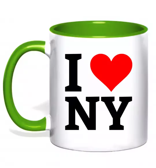 Чашка з кольоровою ручкою I LOVE NY Зелений фото