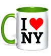 Чашка з кольоровою ручкою I LOVE NY Зелений Чашка з кольоровою ручкою I LOVE NY Зелений фото
