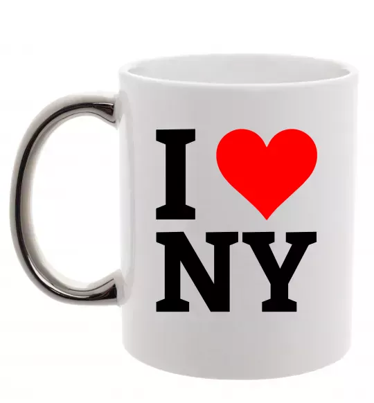 Чашка з кольоровою ручкою I LOVE NY Срібло фото