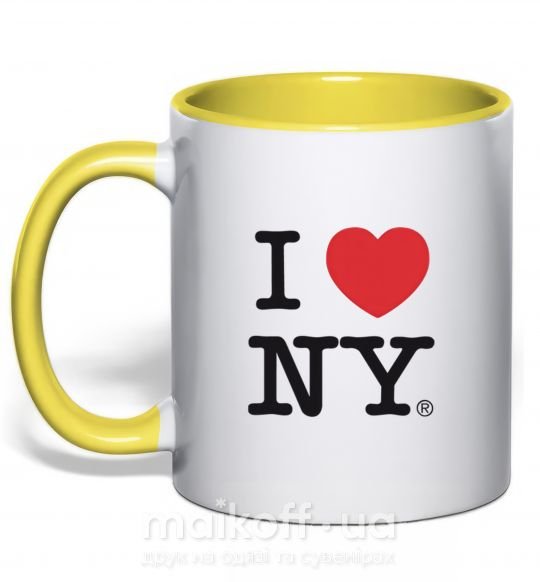Чашка з кольоровою ручкою I LOVE NY Сонячно жовтий фото