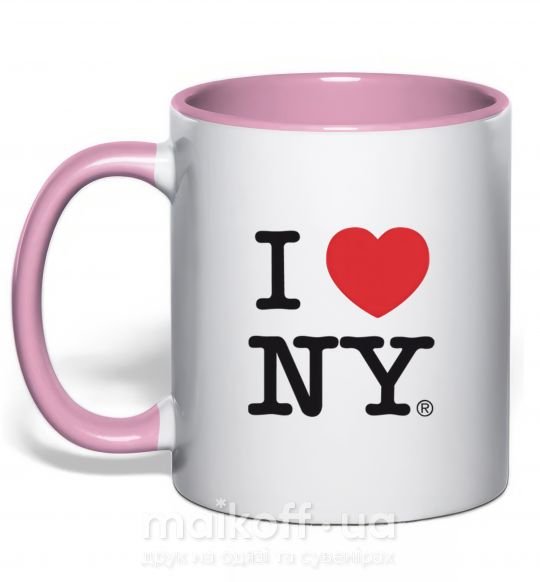 Чашка з кольоровою ручкою I LOVE NY Ніжно рожевий фото