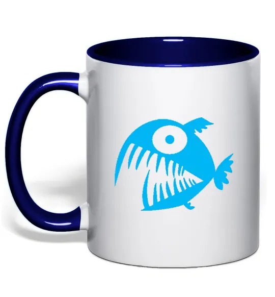 Чашка с цветной ручкой ANGRY FISH Глубокий темно-синий фото