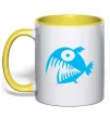 Чашка з кольоровою ручкою ANGRY FISH Лимонний фото