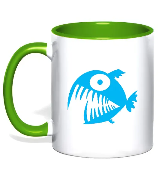 Чашка з кольоровою ручкою ANGRY FISH Лаймовий фото