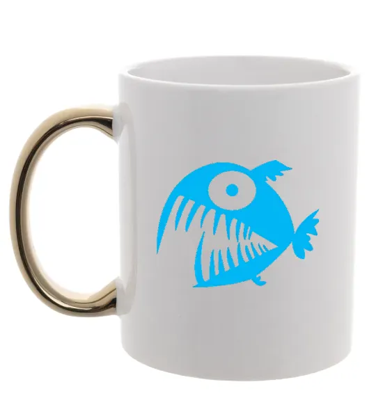 Чашка с цветной ручкой ANGRY FISH Золото фото