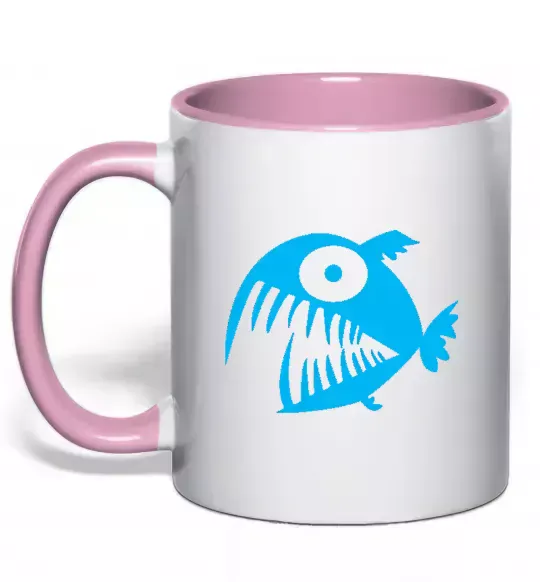 Чашка с цветной ручкой ANGRY FISH Нежно розовый фото