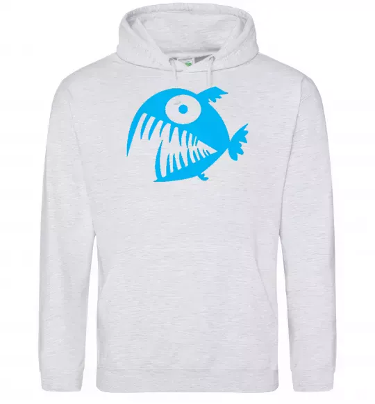 Чоловіча толстовка (худі) ANGRY FISH Сірий меланж фото