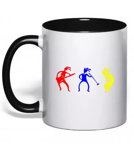 Чашка з кольоровою ручкою МУЗЫКАНТЫ Чорний фото