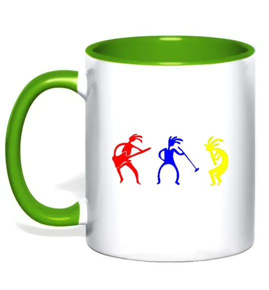 Чашка с цветной ручкой МУЗЫКАНТЫ Лаймовый фото