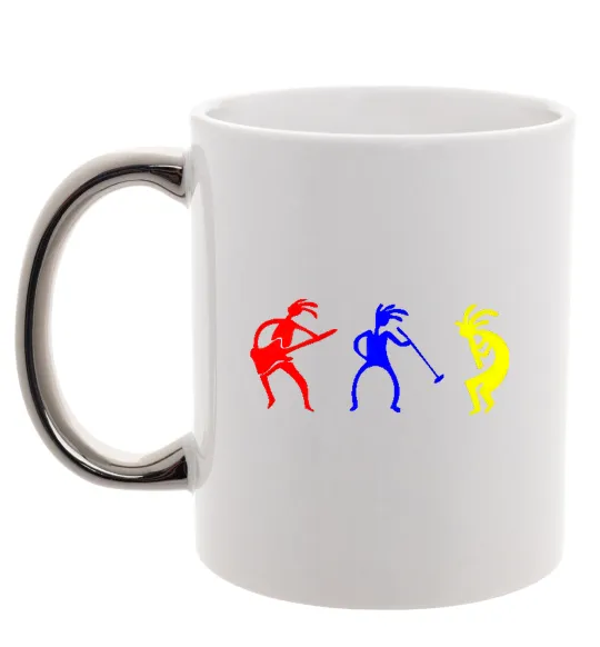 Чашка з кольоровою ручкою МУЗЫКАНТЫ Срібло фото