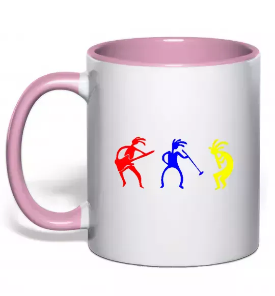 Чашка з кольоровою ручкою МУЗЫКАНТЫ Ніжно рожевий фото