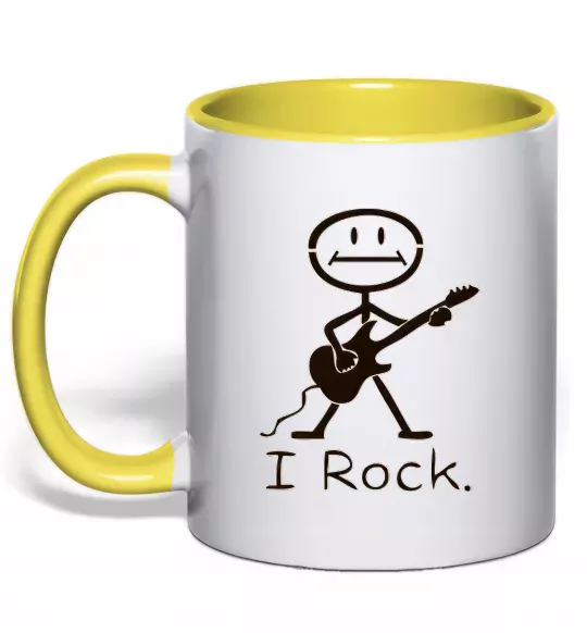 Чашка с цветной ручкой I ROCK Солнечно желтый фото