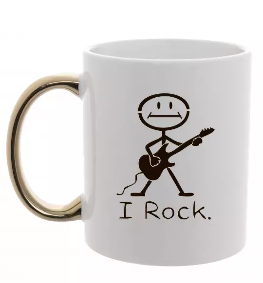 Чашка с цветной ручкой I ROCK Золото фото