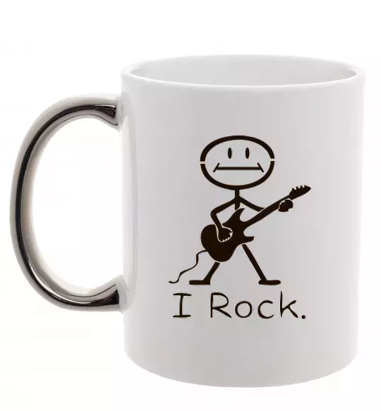 Чашка с цветной ручкой I ROCK Серебро фото