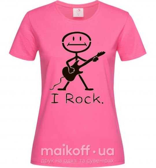 Женская футболка I ROCK Ярко-розовый фото