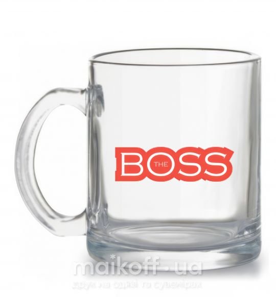 Чашка стеклянная Надпись THE BOSS Прозрачный фото