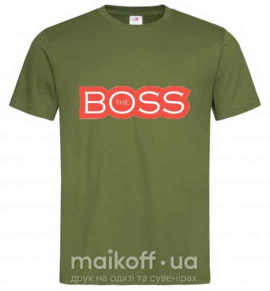 Мужская футболка Надпись THE BOSS Оливковый фото